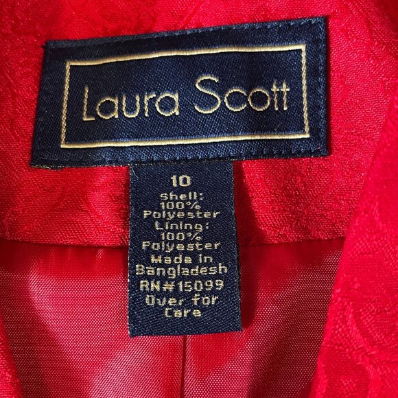 Laura Scott Red Dress Jacket Set Size 10 Business Career Modest Holiday Formal - Picture 3 of 11